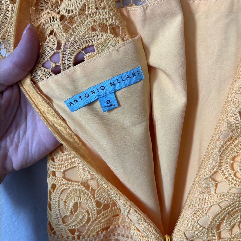 ANTONIO MELANI Yellow Lexi Lace Midi Dress - Picture 7 of 7